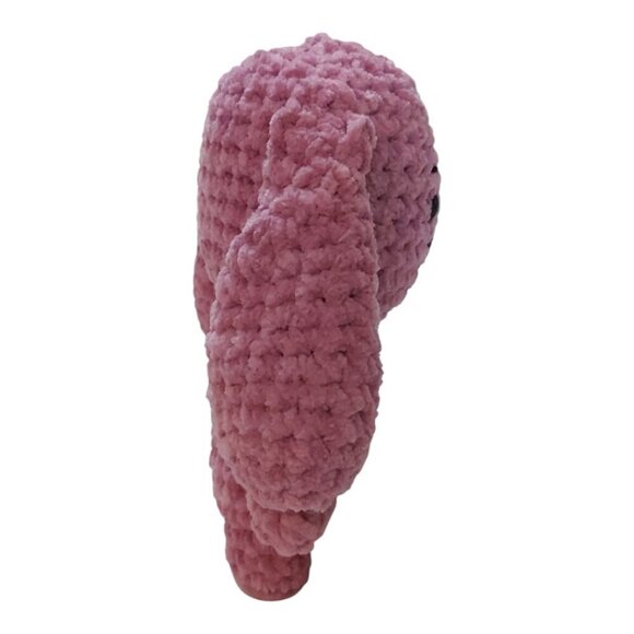 Handmade Crochet Pink Bunny-Chenille Yarn Amigurumi, 6 Inch, Cute Gift for Kids - Picture 4 of 6